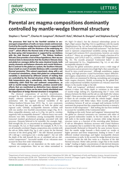 Parental Arc Magma Compositions Dominantly Controlled by Mantle-Wedge Thermal Structure Stephen J