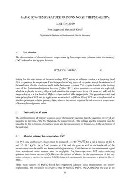 Low-Temperature Johnson Noise Thermometry