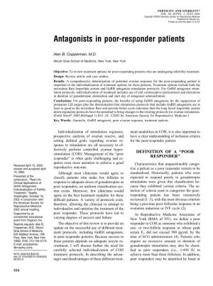 Antagonists in Poor-Responder Patients