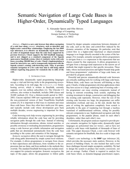 Semantic Navigation of Large Code Bases in Higher-Order, Dynamically Typed Languages