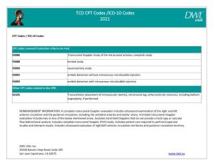 TCD CPT and ICD 10 Codes