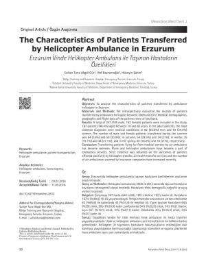 The Characteristics of Patients Transferred by Helicopter