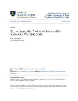 Tea and Sympathy: the United States and the Sudan Civil War, 1985-2005