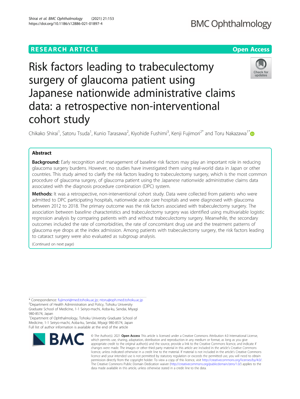 Risk Factors Leading to Trabeculectomy Surgery Of