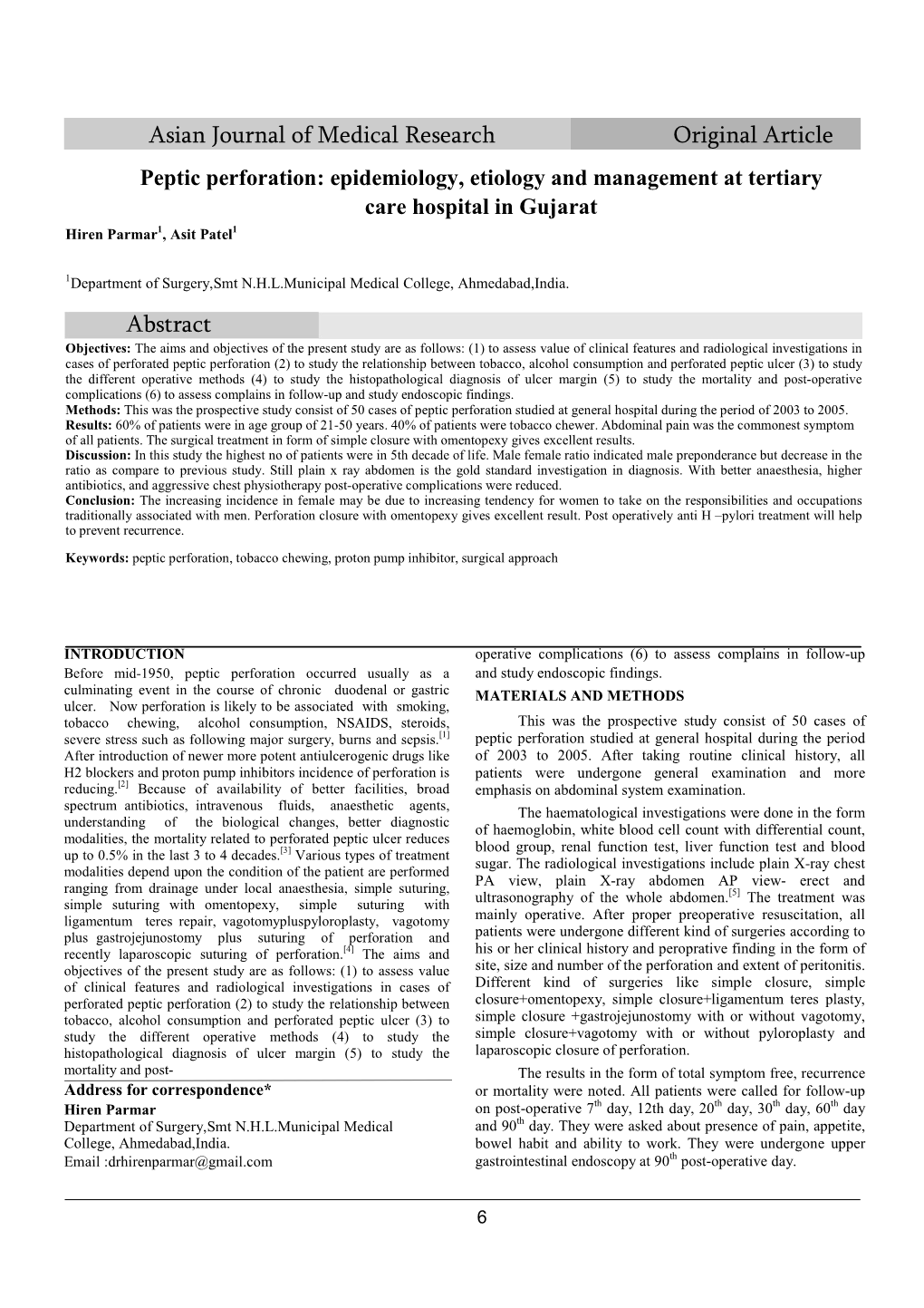 Asian Journal of Medical Research Original Article Abstract