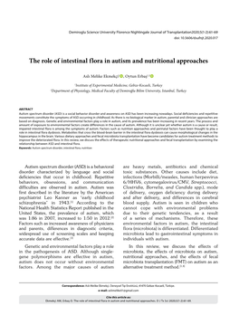 The Role of Intestinal Flora in Autism and Nutritional Approaches