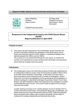 IICSA) Report Publication in April 2018