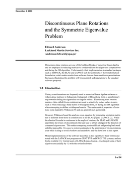 Discontinuous Plane Rotations and the Symmetric Eigenvalue Problem