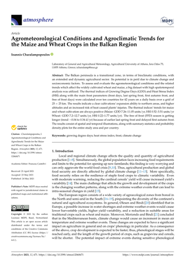 Agrometeorological Conditions and Agroclimatic Trends Forthe Maize