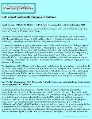 Split Spinal Cord Malformations in Children