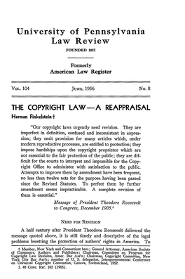 Copyright Law--A Reappraisal