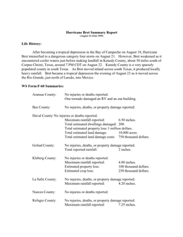 Hurricane Bret Final Summary Report