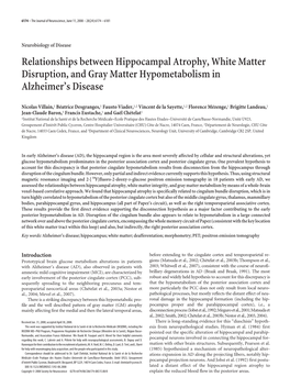 Relationships Between Hippocampal Atrophy, White Matter Disruption, and Gray Matter Hypometabolism in Alzheimer's Disease
