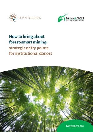 How to Bring About Forest-Smart Mining: Strategic Entry Points for Institutional Donors