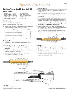 Pioneer Double Duck Reed Instructions
