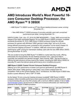 AMD Introduces World's Most Powerful 16- Core