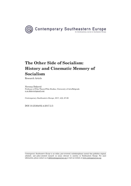 The Other Side of Socialism: History and Cinematic Memory of Socialism Research Article