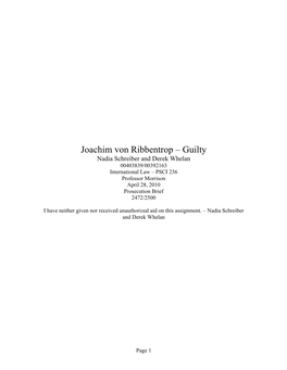 Joachim Von Ribbentrop – Guilty