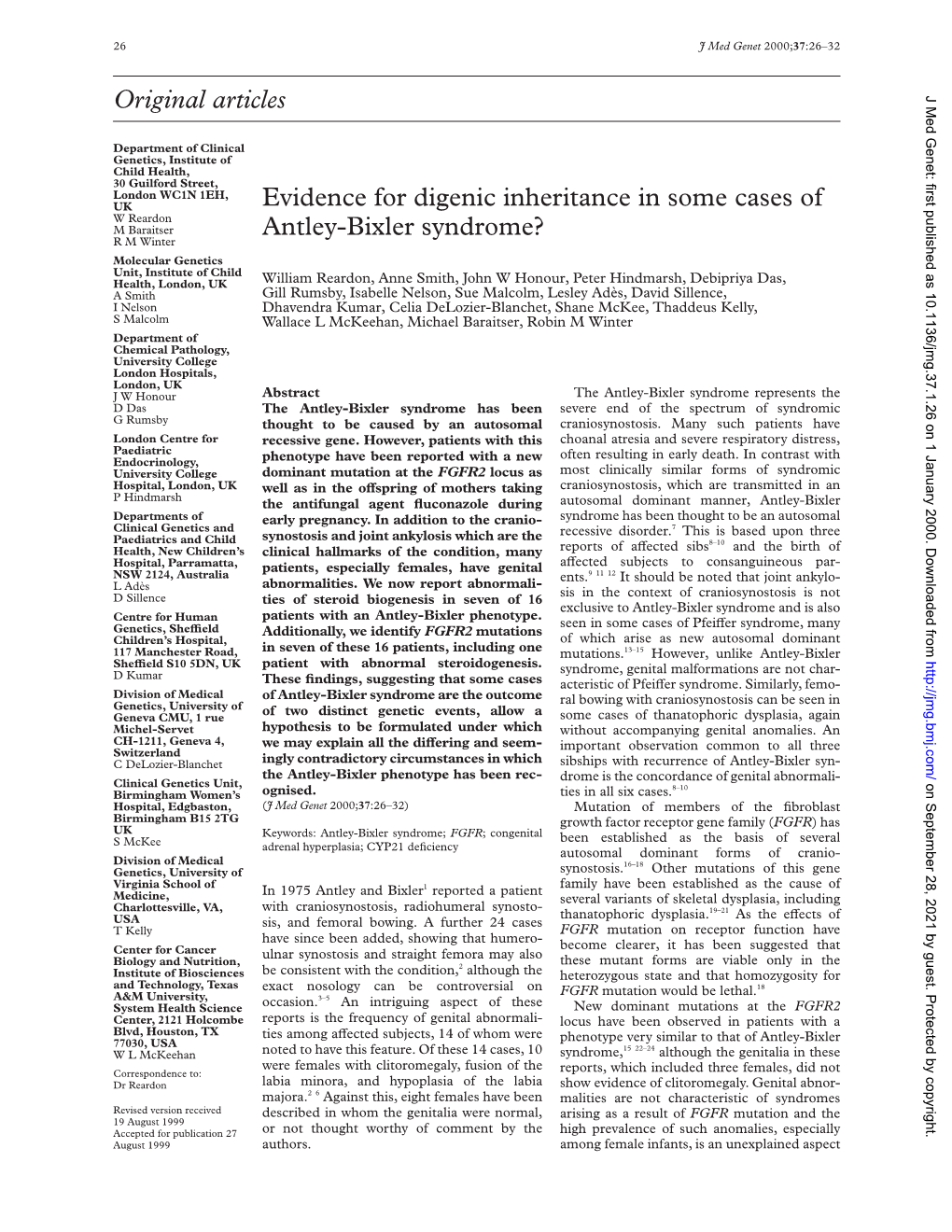 Original Articles Evidence for Digenic Inheritance in Some Cases of Antley