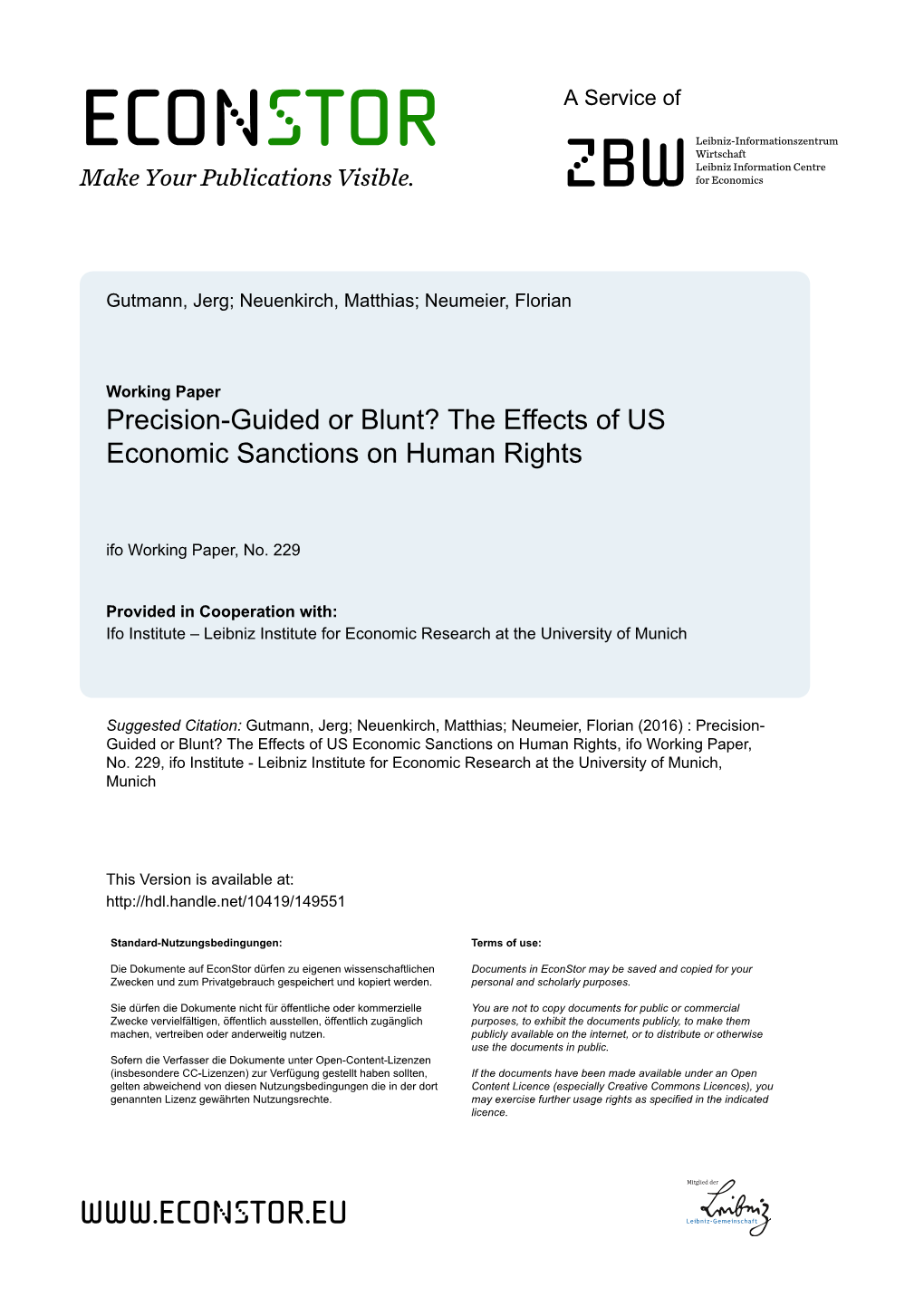 The Effects of US Economic Sanctions on Human Rights