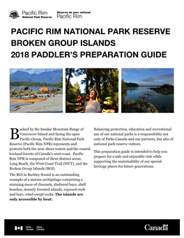 Pacific Rim National Park Reserve Broken Group Islands 2018 Paddler’S Preparation Guide