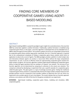 Finding Core Members of Cooperative Games Using Agent- Based Modeling