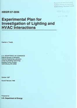 Experimental Plan for Investigation of Lighting and HVAC Interactions
