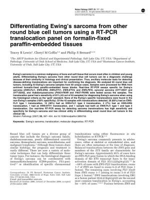 Differentiating Ewing's Sarcoma from Other Round Blue Cell Tumors Using A