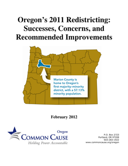 Oregon's 2011 Redistricting: Successes, Concerns, And