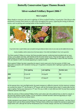 Butterfly Conservation Upper Thames Branch Silver-Washed Fritillary