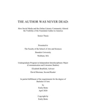 The Author Was Never Dead