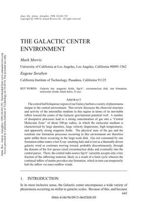 The Galactic Center Environment