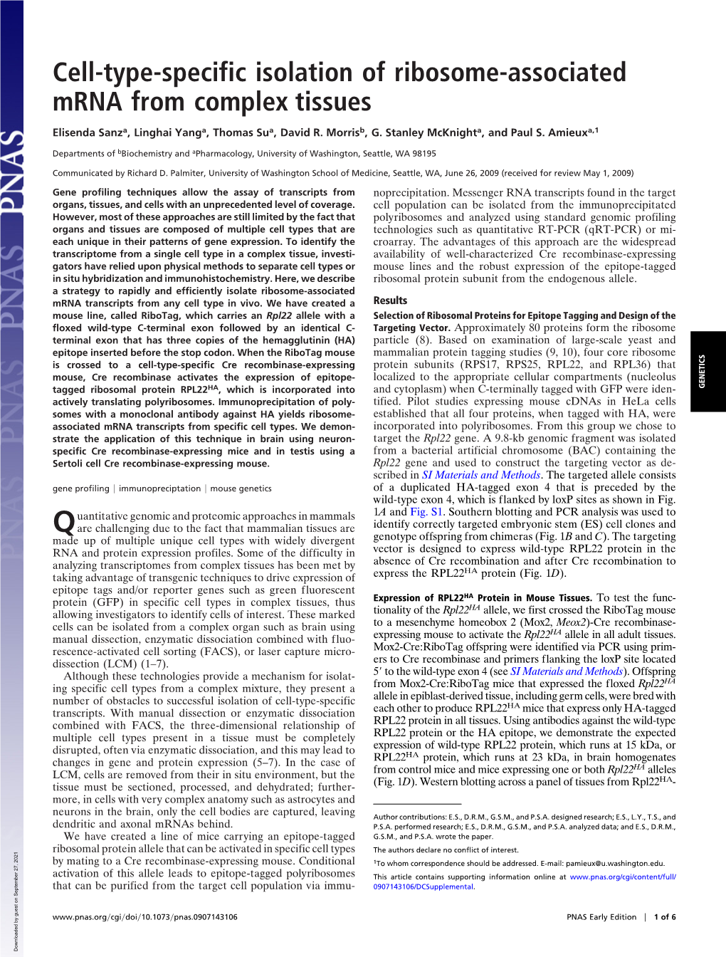 Cell-Type-Specific Isolation of Ribosome-Associated Mrna from Complex Tissues