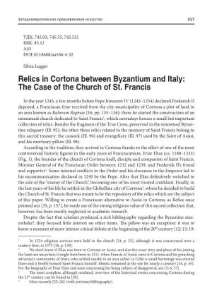 Relics in Cortona Between Byzantium and Italy: the Case of the Church of St