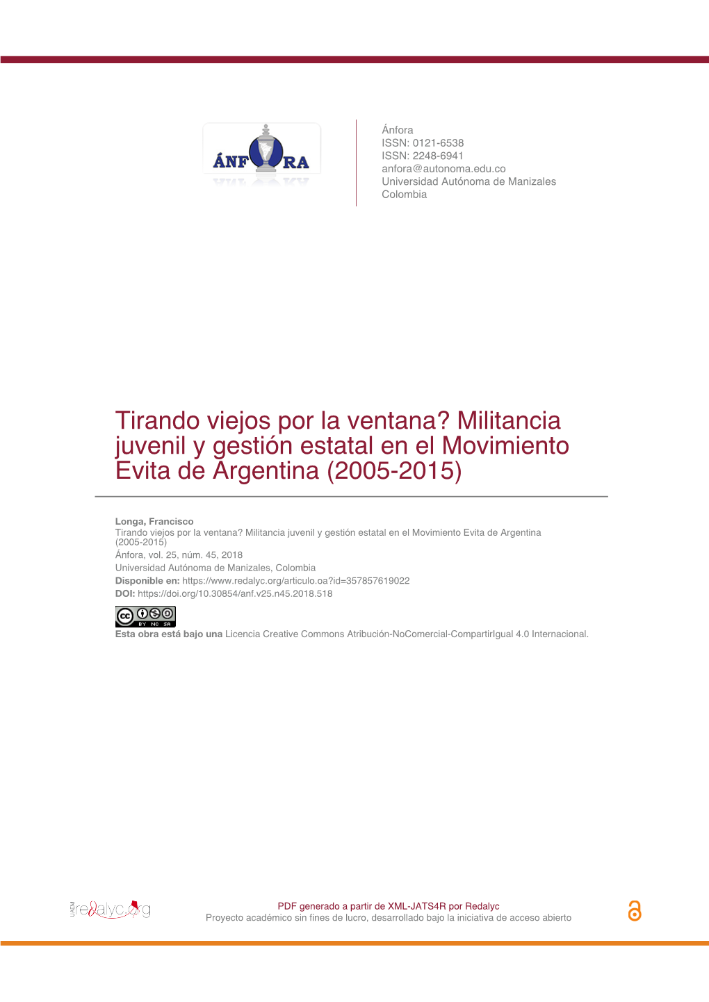 Militancia Juvenil Y Gestión Estatal En El Movimiento Evita De Argentina (2005-2015)