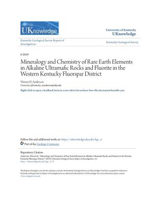 Mineralogy and Chemistry of Rare Earth Elements in Alkaline Ultramafic Rocks and Fluorite in the Western Kentucky Fluorspar District Warren H