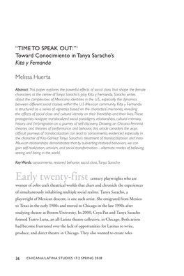 1 Toward Conocimiento in Tanya Saracho's Kita Y Fernanda Melissa