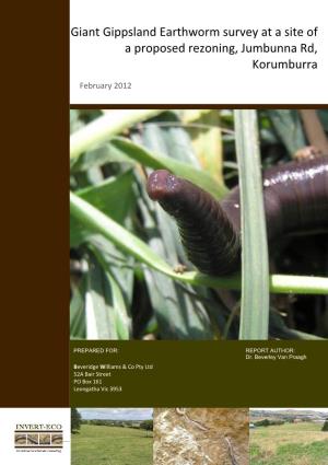 Giant Gippsland Earthworm Surveys at Three Sites Within the Lang Lang