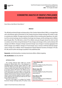 Econometric Analysis of Croatia's Proclaimed