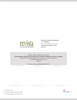 Complete Issue More Information About This Article Journal's Webpage in Redalyc.Org Revista De La Facultad De Agronomía, La Plata (2021) Vol 120 (1): 1-13