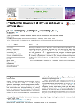 Hydrothermal Conversion of Ethylene Carbonate to Ethylene Glycol