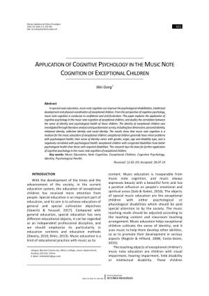 Application of Cognitive Psychology in the Music Note Cognition of Exceptional Children