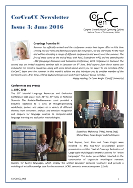 Corcencc Newsletter Issue 3: June 2016