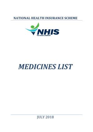 Medicines List