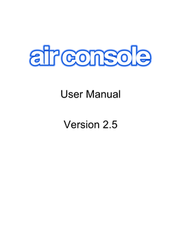 Airconsole User Manual