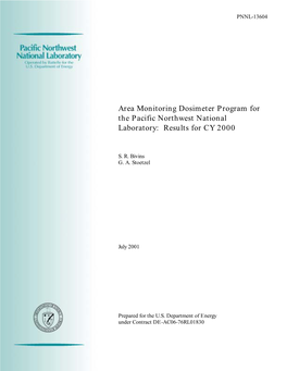 Area Monitoring Dosimeter Program for the Pacific Northwest National Laboratory: Results for CY 2000