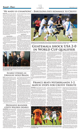 Guatemala Shock USA 2-0 in World Cup Qualifier