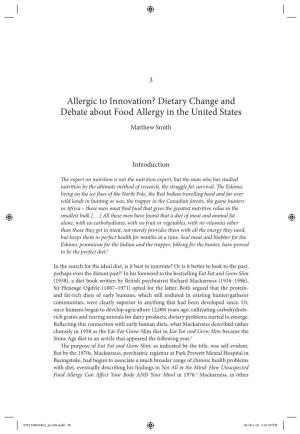 Dietary Change and Debate About Food Allergy in the United States