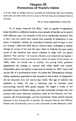 Chapter III Formation of Yeats's Vision