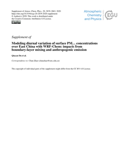 Supplement of Modeling Diurnal Variation of Surface PM2.5